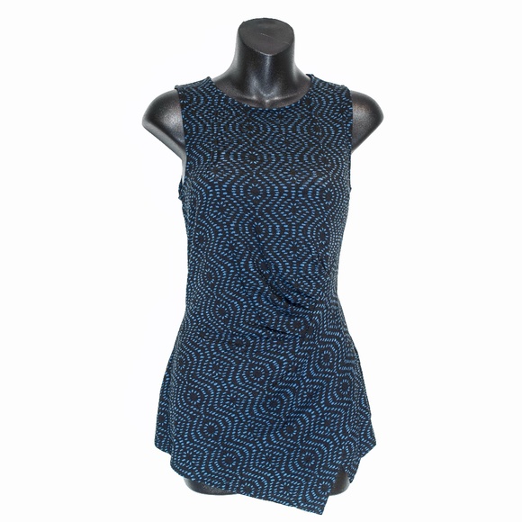 NWT Elie Tahari Geo Print Draped Asymmetrical Sleeveless Top - Picture 1 of 6